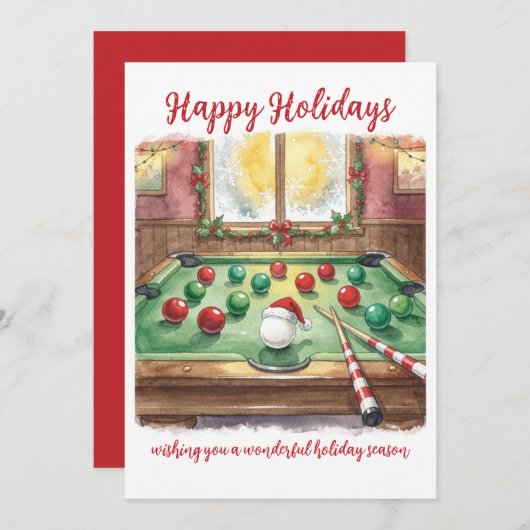 Holiday Billiard player Christmas Cards Feestdagenkaart (Voorkant / Achterkant)