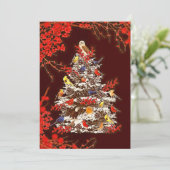 Holiday Bird Tree Feestdagenkaart (Staand voorkant)