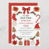 Holiday Birthday Invitation | Winter Celebration Kaart (Voorkant / Achterkant)