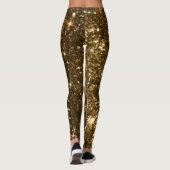 Holiday Black en Gold Faux Glitter Kerstmis Leggings (Achterkant)