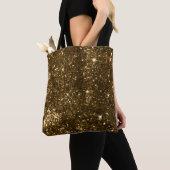 Holiday Black en Gold Faux Glitter Kerstmis Tote Bag (Dichtbij)