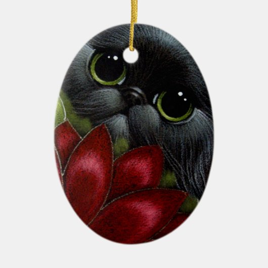 HOLIDAY BLACK PERSIAN CAT Ornament (Voorkant)