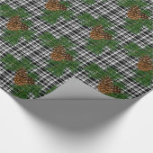 Holiday Black White Pset met details over pine-con Cadeaupapier (Hoek)