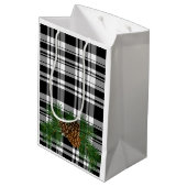 Holiday Black White Pset met details over pine-con Medium Cadeauzakje (Achterkant Gekanteld)