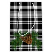 Holiday Black White Pset met details over pine-con Medium Cadeauzakje (Voorkant)