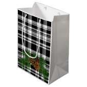 Holiday Black White Pset met details over pine-con Medium Cadeauzakje (Voorkant Gekanteld)