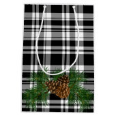 Holiday Black White Pset met details over pine-con Medium Cadeauzakje (Achterkant)