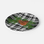 Holiday Black White Pset met details over pine-con Papieren Bordje (Gekanteld)