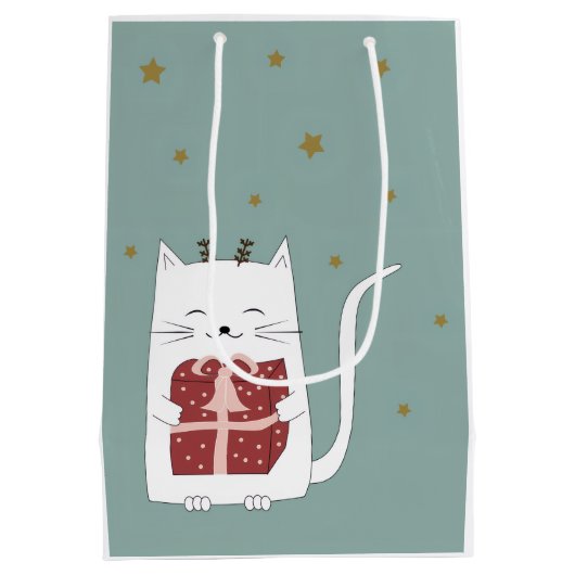 Holiday Blessings Cat Christmas Gift Bags Medium Cadeauzakje (Achterkant)