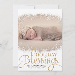 Holiday Blessings Holiday Fotokaarten - Wit Feestdagenkaart