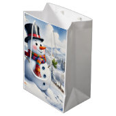 Holiday Blessings Snowman Christmas Gift Bags Medium Cadeauzakje (Voorkant Gekanteld)