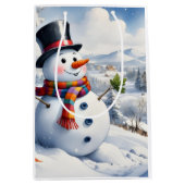 Holiday Blessings Snowman Christmas Gift Bags Medium Cadeauzakje (Voorkant)