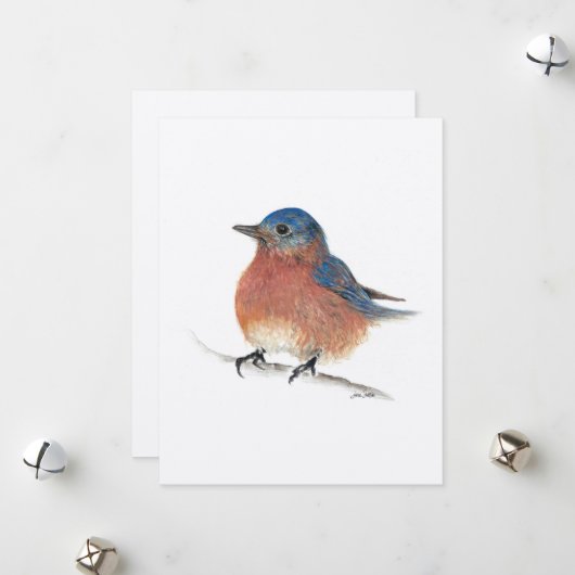 Holiday Blue Bird Feestdagenkaart (Voorkant / Achterkant in situ)