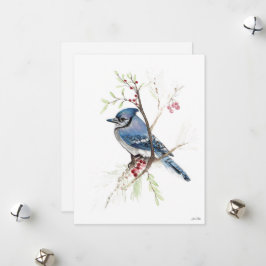 Holiday Blue Jay Art Feestdagenkaart