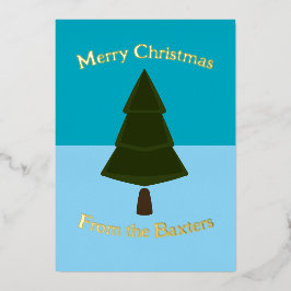Holiday Blue - Kerstboom minimalistisch Folie Feestdagenkaart