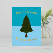 Holiday Blue - Kerstboom minimalistisch Folie Feestdagenkaart (Staand Voorkant)