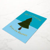Holiday Blue - Kerstboom minimalistisch Folie Feestdagenkaart (Gedraaid)