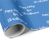 Holiday Blue Persoonlijke naamkalligrafie Cadeaupapier (Rol Hoek)