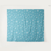 Holiday Blue Snowflake Pattern Wall Tapestry Wandkleed (Voorkant (horizontaal))