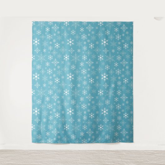 Holiday Blue Snowflake Pattern Wall Tapestry Wandkleed (Voorkant)