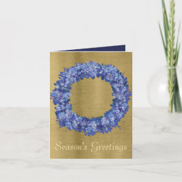 Holiday Blue Wreath Feestdagen Kaart