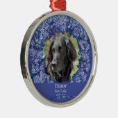 Holiday Blue Wreath Pet Memorial Metalen Ornament (Rechts)