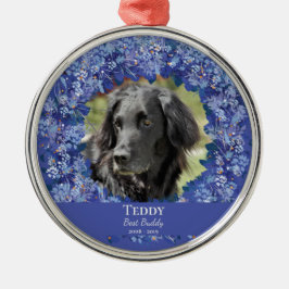 Holiday Blue Wreath Pet Memorial Metalen Ornament