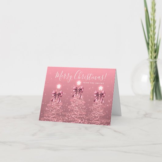 Holiday Blush Pink Christmas Trees Greeting  Feestdagen Kaart (Voorkant)
