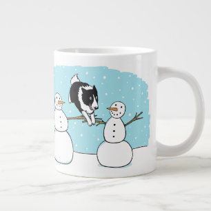 Holiday Border Collie behendigheidshond met sneeuw Grote Koffiekop