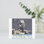 Holiday Borzoi Lady in Snow Feestdagenkaart (Staand voorkant)