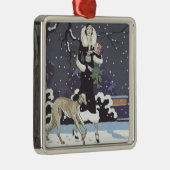 Holiday Borzoi Lady in Snow Metalen Ornament (Rechts)