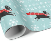 Holiday Boston Terrier met Snowflakes kerst Cadeaupapier (Rol Hoek)