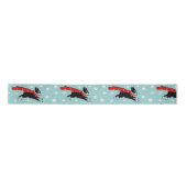 Holiday Boston Terrier met Snowflakes kerst Satijnen Lint (Voorkant)