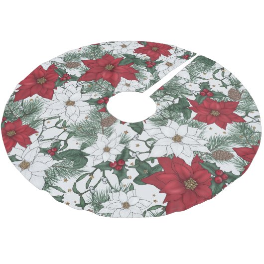  Holiday Botanical Accent in Red, Green & White Kerstboom Rok (Gekanteld)