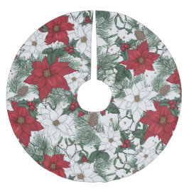  Holiday Botanical Accent in Red, Green & White Kerstboom Rok