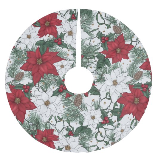  Holiday Botanical Accent in Red, Green & White Kerstboom Rok (Voorkant)