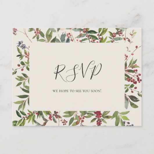 Holiday Botanical | Champagne Song Request RSVP Briefkaart (Voorkant)