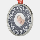 Holiday Botanical | Eerste kerstfoto baby's Metalen Ornament (Links)