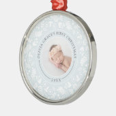 Holiday Botanical | Eerste kerstfoto baby's Metalen Ornament (Links)