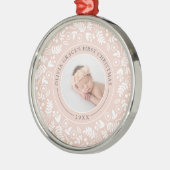 Holiday Botanical | Eerste kerstfoto baby's Metalen Ornament (Links)