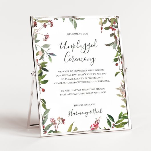 Holiday Botanical | White Unplugged Ceremony Poster
