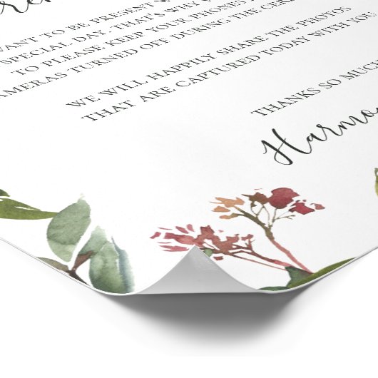 Holiday Botanical | White Unplugged Ceremony Poster (Hoek)