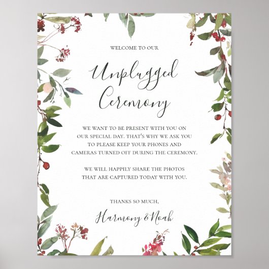 Holiday Botanical | White Unplugged Ceremony Poster (Voorkant)