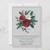 Holiday Bouquet Burgundy Evergreen Bouquet Wedding Kaart (Voorkant)