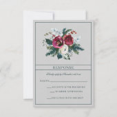 Holiday Bouquet Burgundy Pine Evergreen RSVP-kaart RSVP Kaartje (Voorkant)