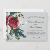 Holiday Bouquet Evergreen Floral Photo Wedding Save The Date (Voorkant)