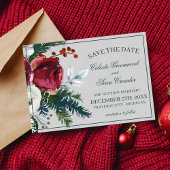 Holiday Bouquet Evergreen Floral Photo Wedding Save The Date