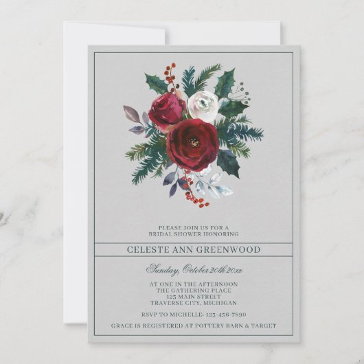 Holiday Bouquet Evergreen Floral Vrijgezellenfeest Kaart (Voorkant)