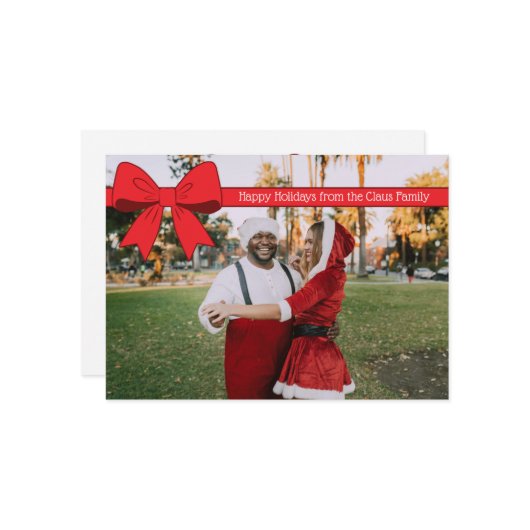Holiday Bow Feestdagenkaart (Voorkant / Achterkant in situ)