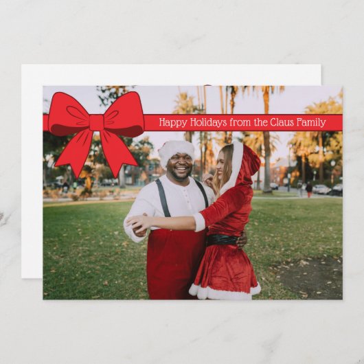 Holiday Bow Feestdagenkaart (Voorkant / Achterkant)